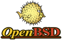 Logo d'OpenBSD avec Puffy, mascotte du système d'exploitation.